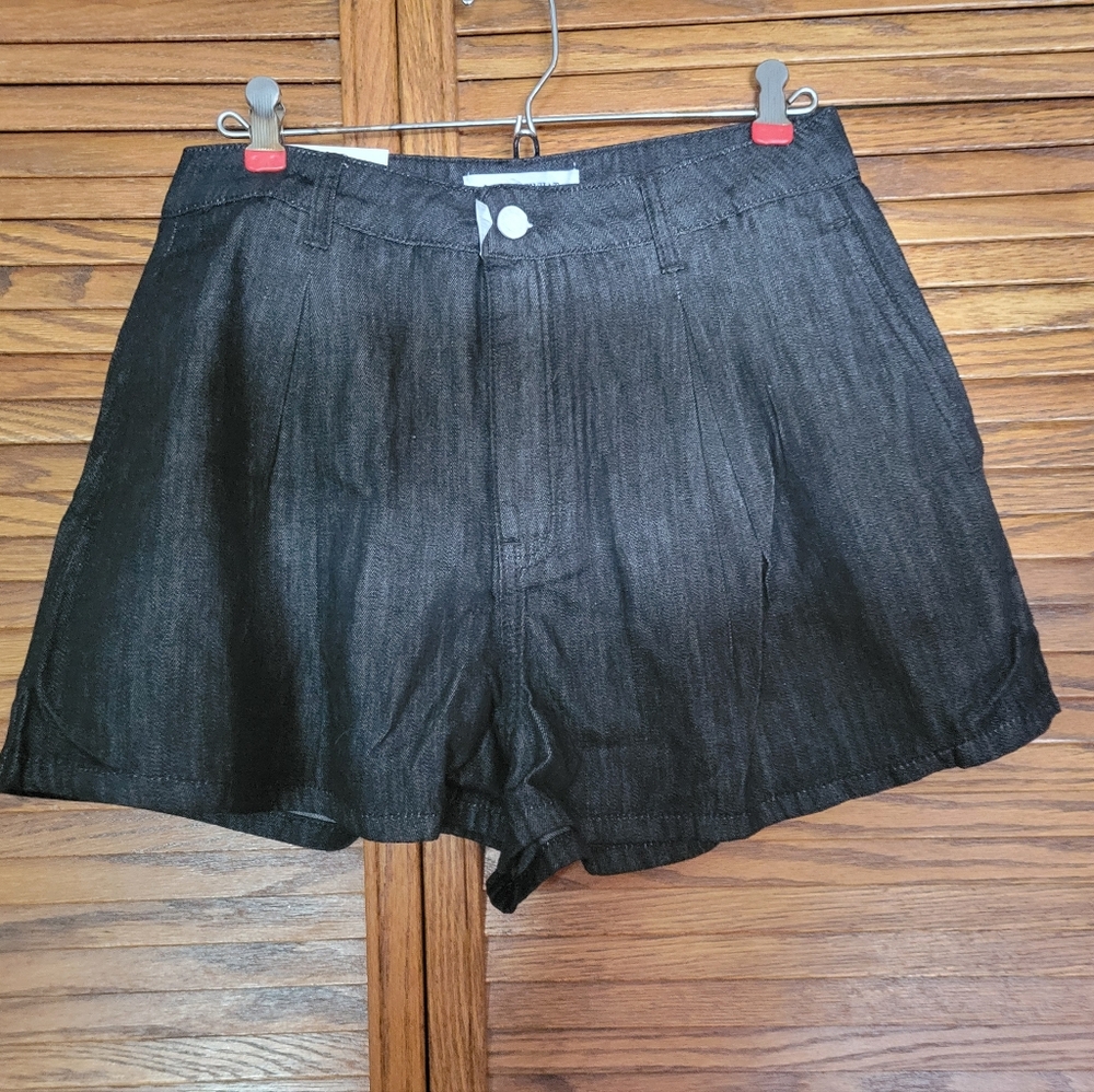 WeWoreWhat NWT Pleated Wide Leg Dark Gray‎ Denim Shorts Size 29